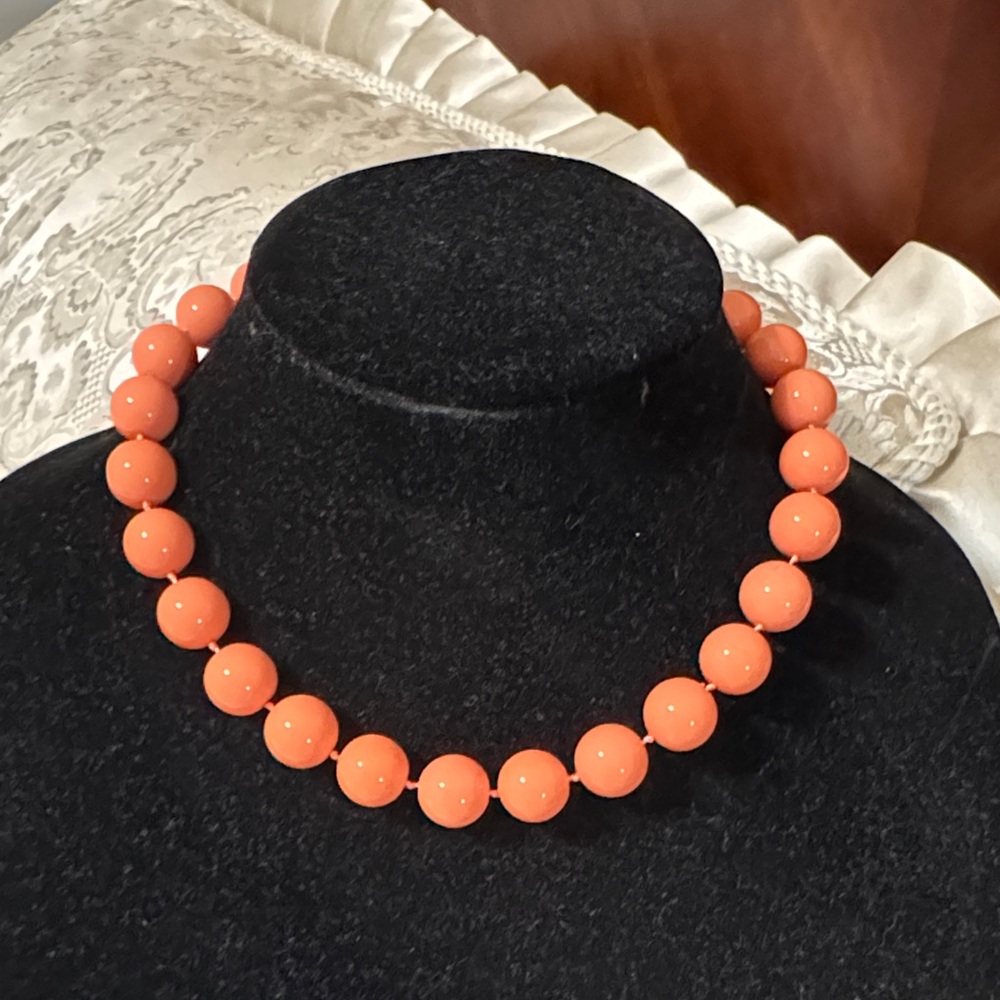 Vibrant Coral Beaded Necklace